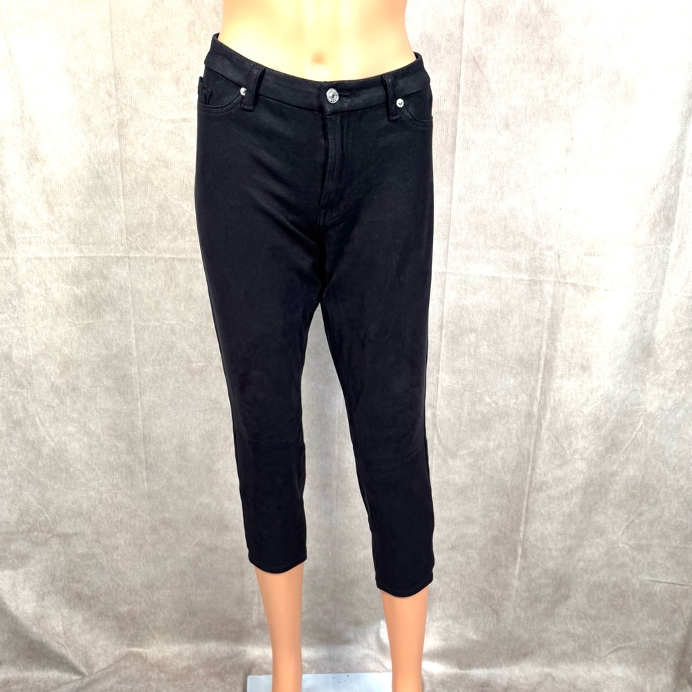 7 For All Mankind Black Ankle Cropped Jeans Slim Fit